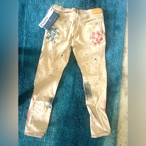 Purple Brand Beige Paint Splatter Jeans Size 36 - Picture 1 of 3
